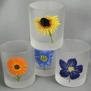 Dartington Designs France  Floral Frosted Glass Tumblers - Set of 4